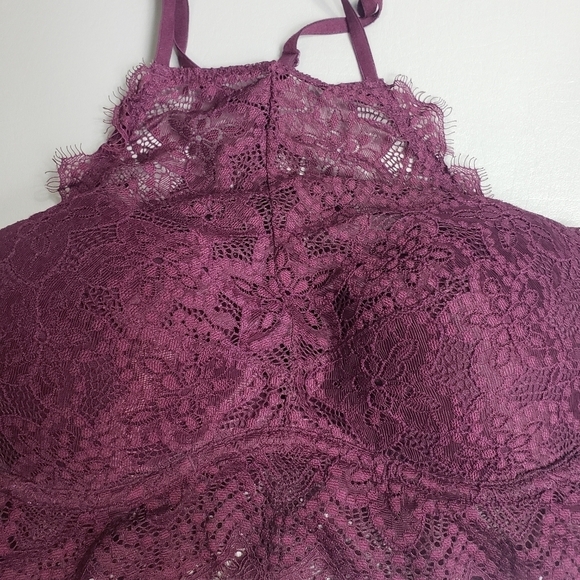 Pink Victoria's secret VS purple lace high neck push up bralette size small - Picture 2 of 9